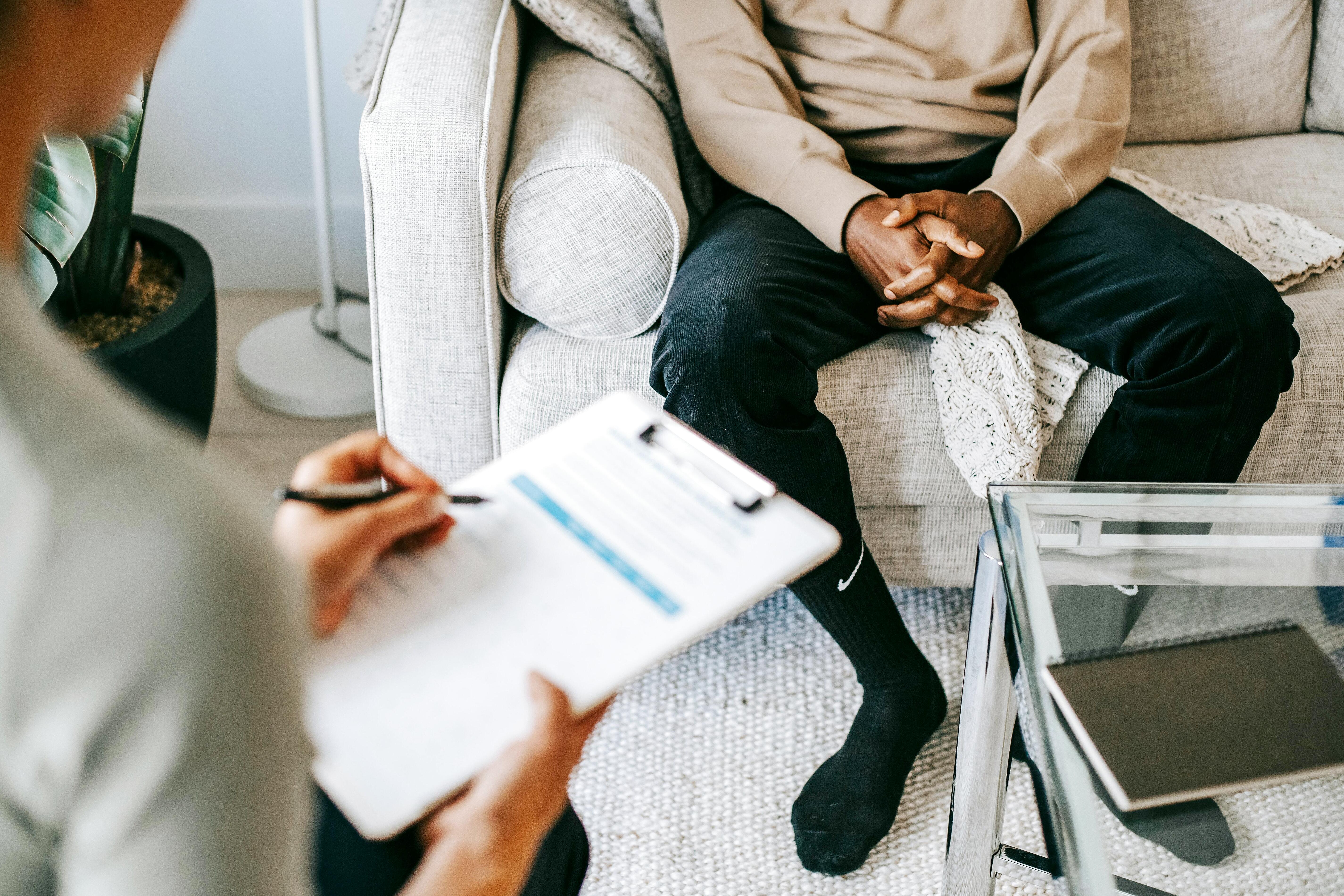 Individual completing OCD self-assessment on CalmAtHome platform