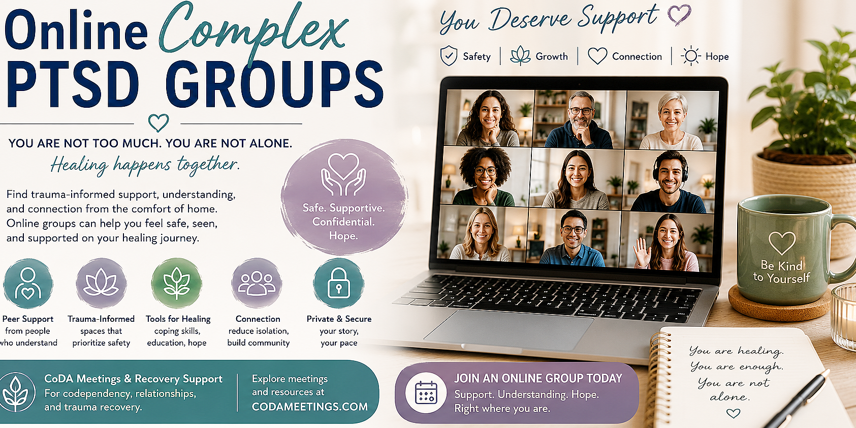 People participating in anonymous online peer support community for trauma