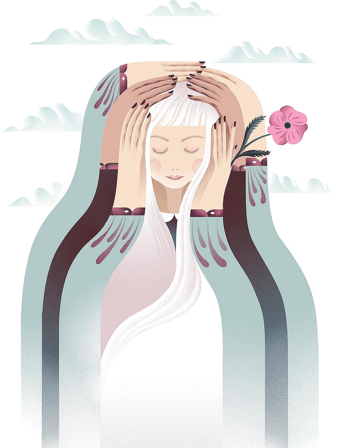 Illustration representing self-compassion and healing after trauma