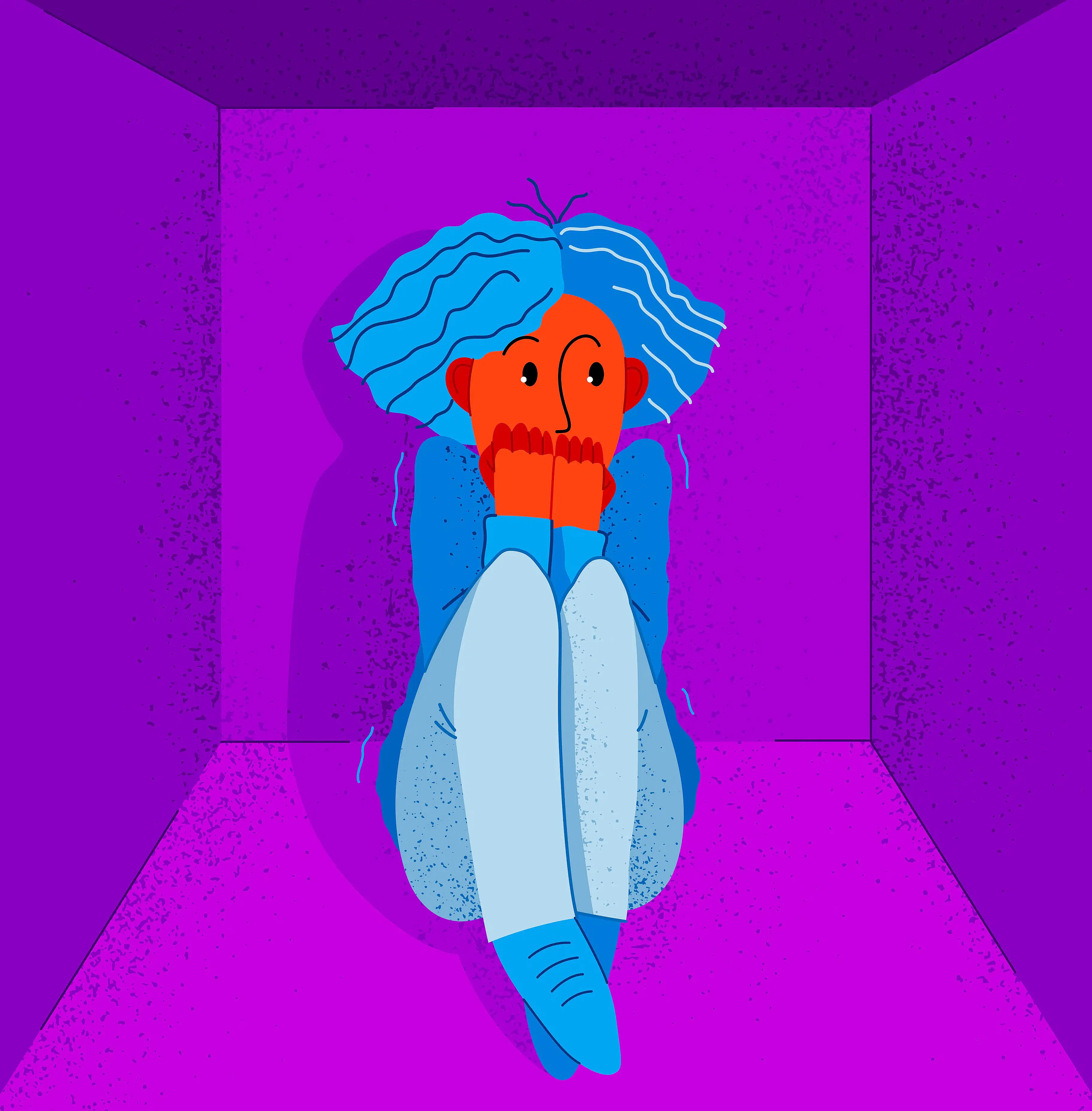 Illustration of brain freeze response protecting from emotional pain after breakup