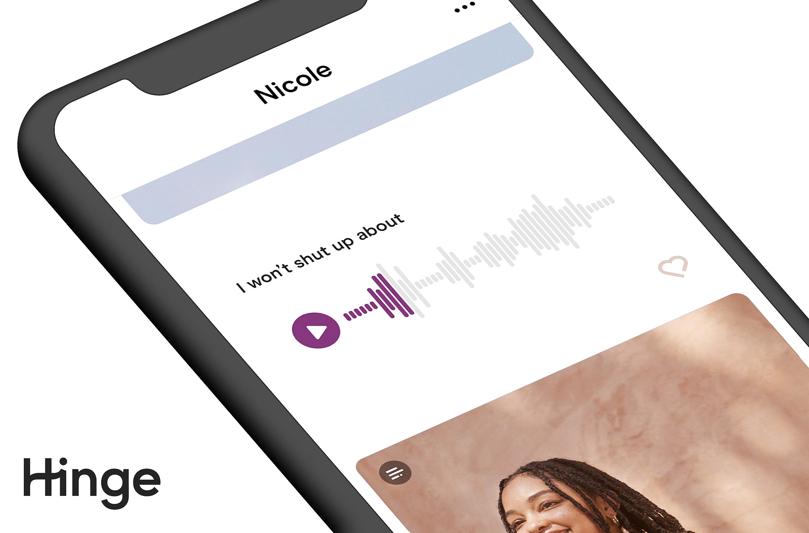Dating app profile featuring video and voice prompts on smartphone screen