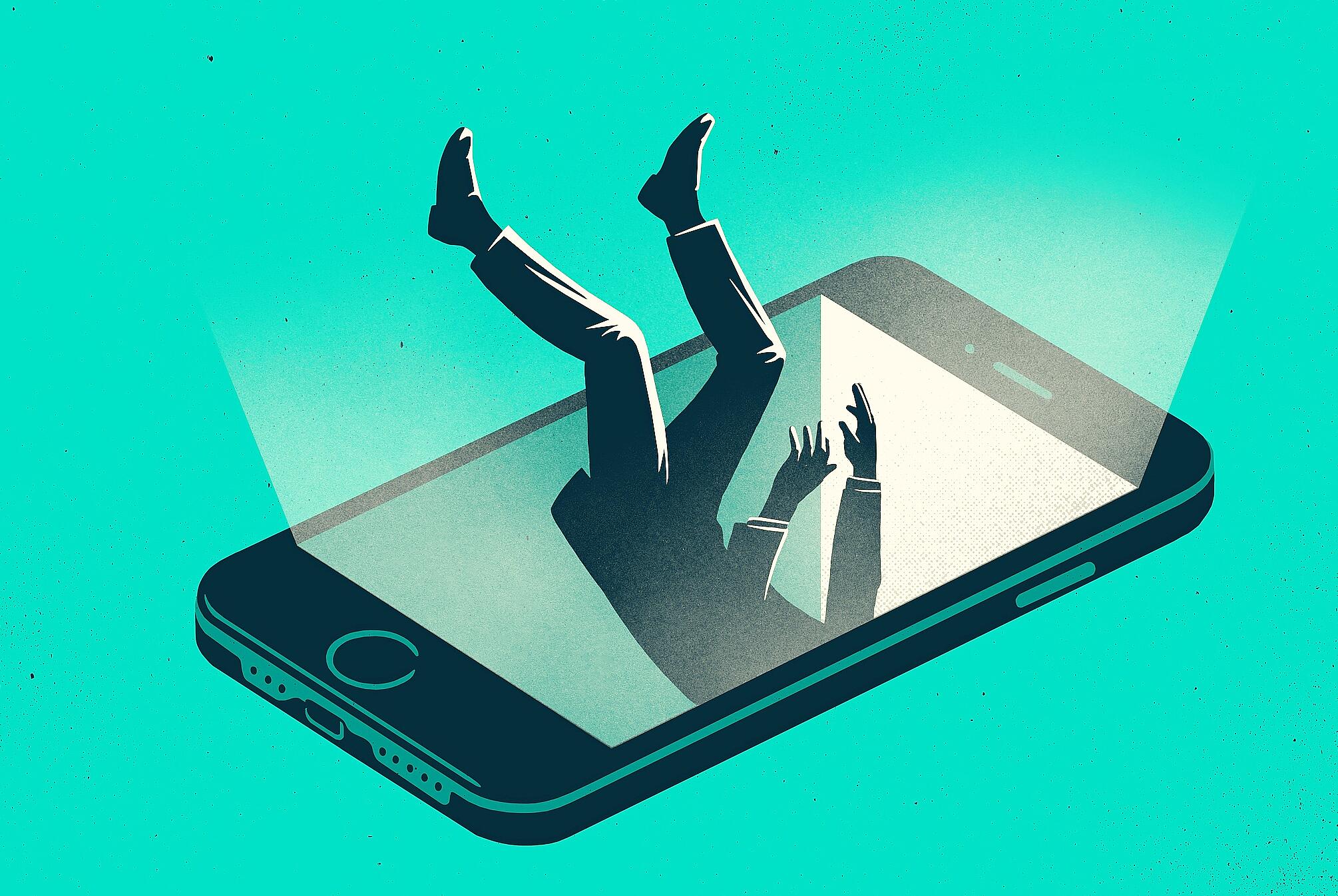 Person practicing emotional regulation before swiping on dating app