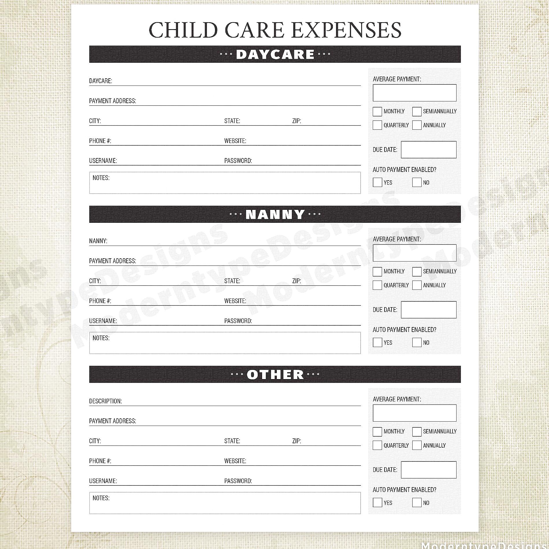 Parent managing childcare financial support documents at home