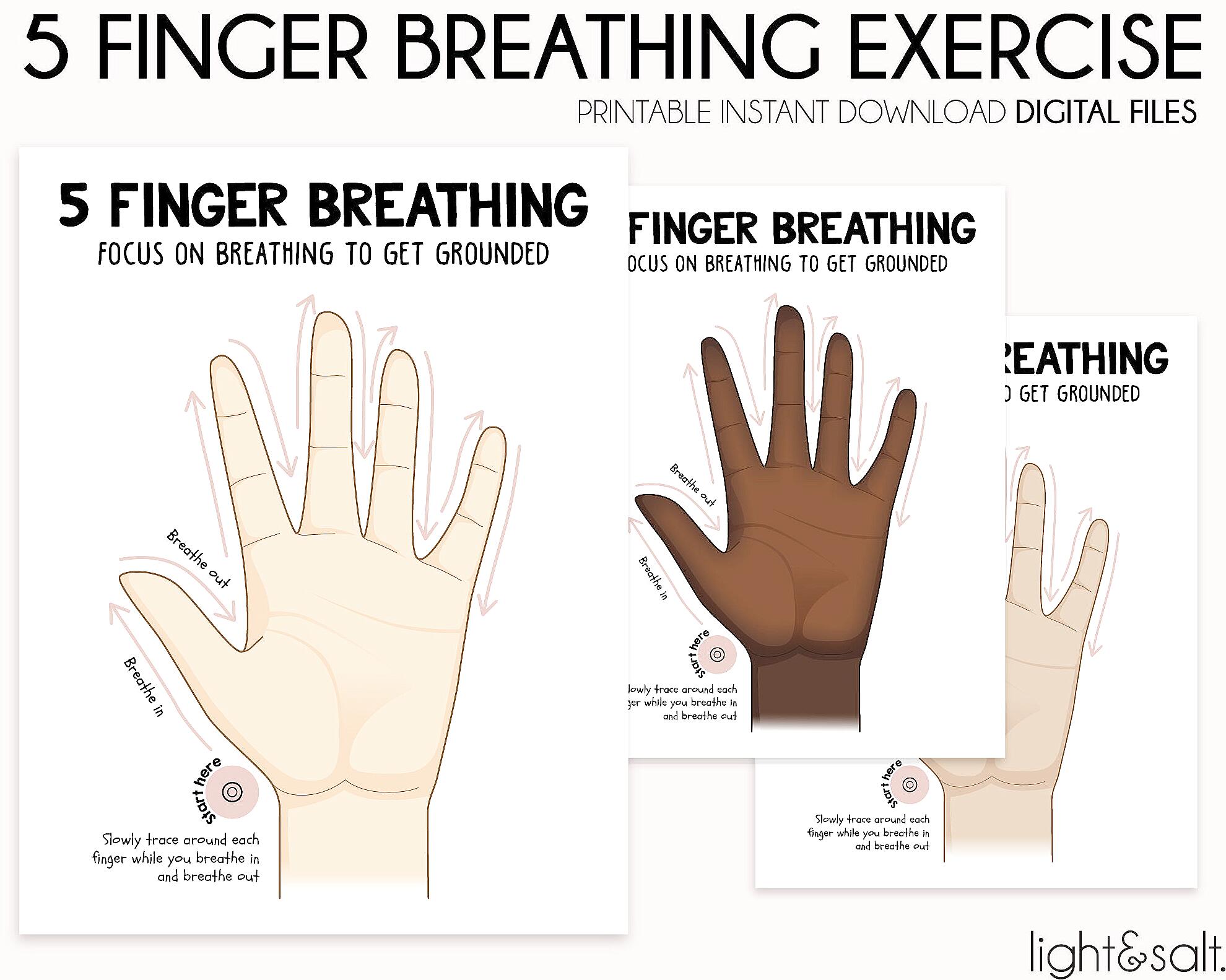 Hands performing finger counting grounding technique in calm room