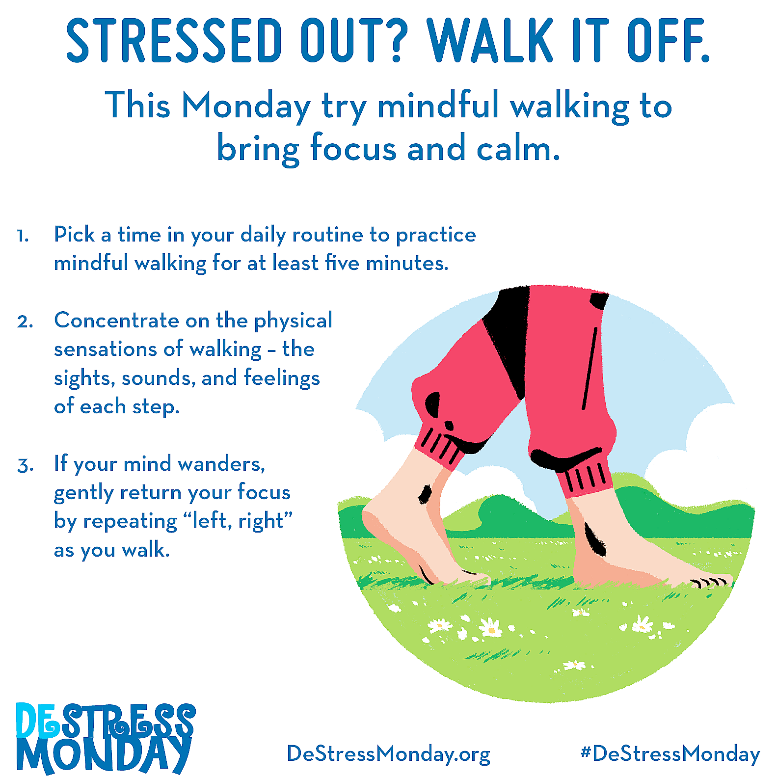 Individual practicing mindful walking outdoors in a peaceful park