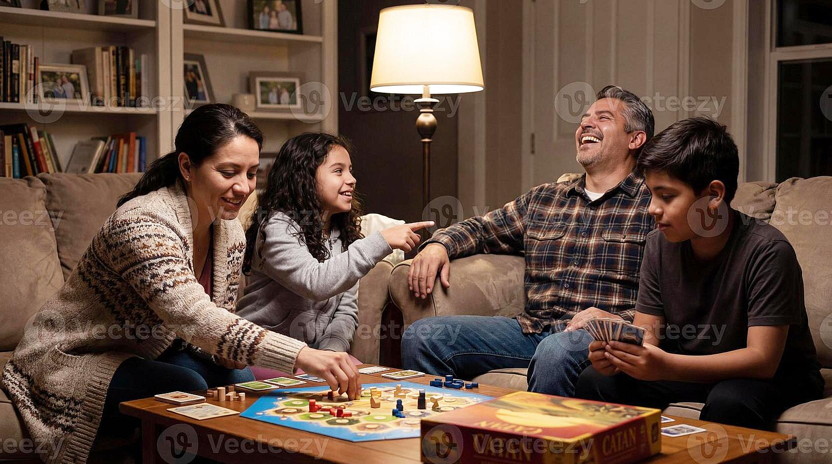 Siblings communicating while playing a board game together
